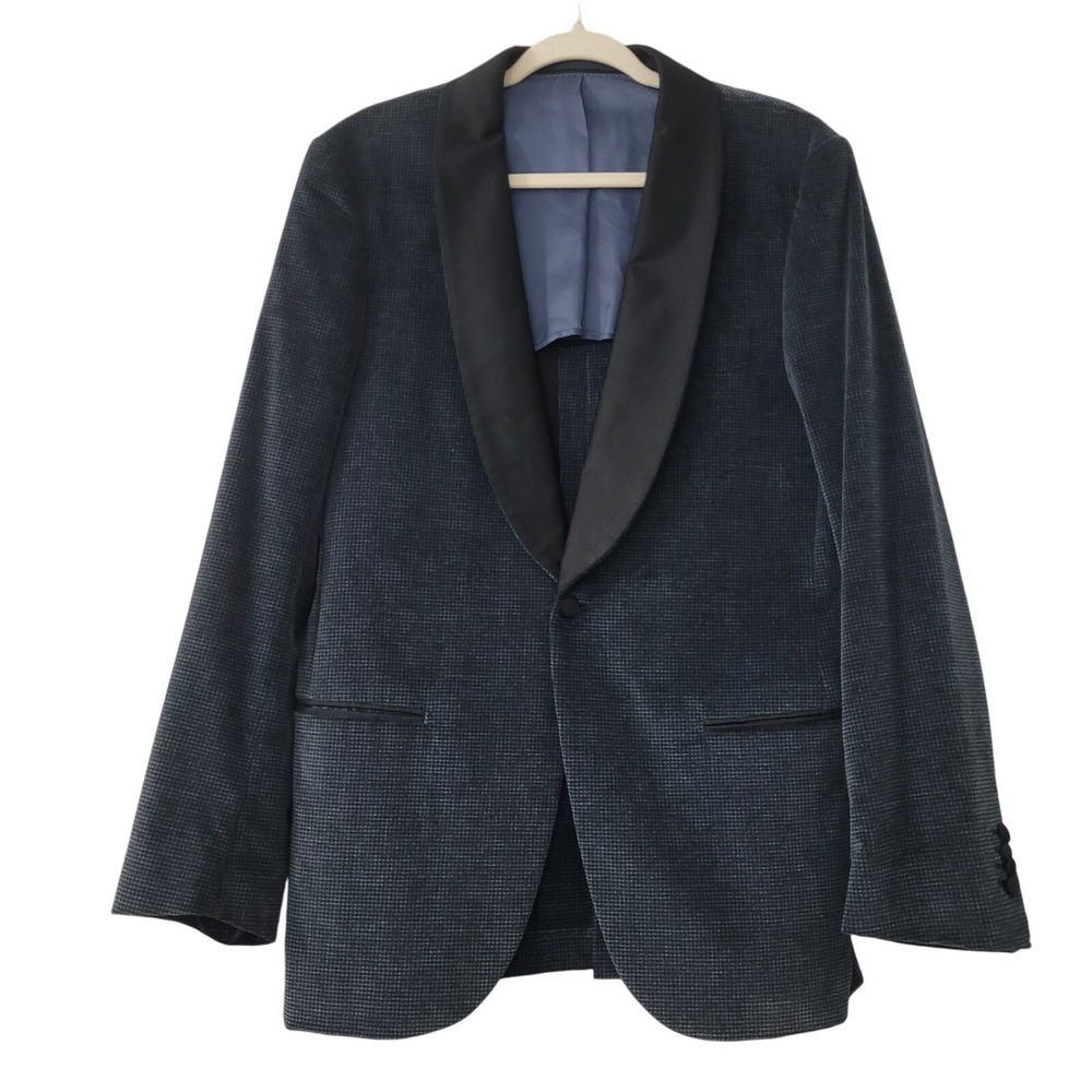 SUITSUPPLY Velvet Blazer Jacket Size IT 94CM US 38L Blue Black‎ Cotton Stretch